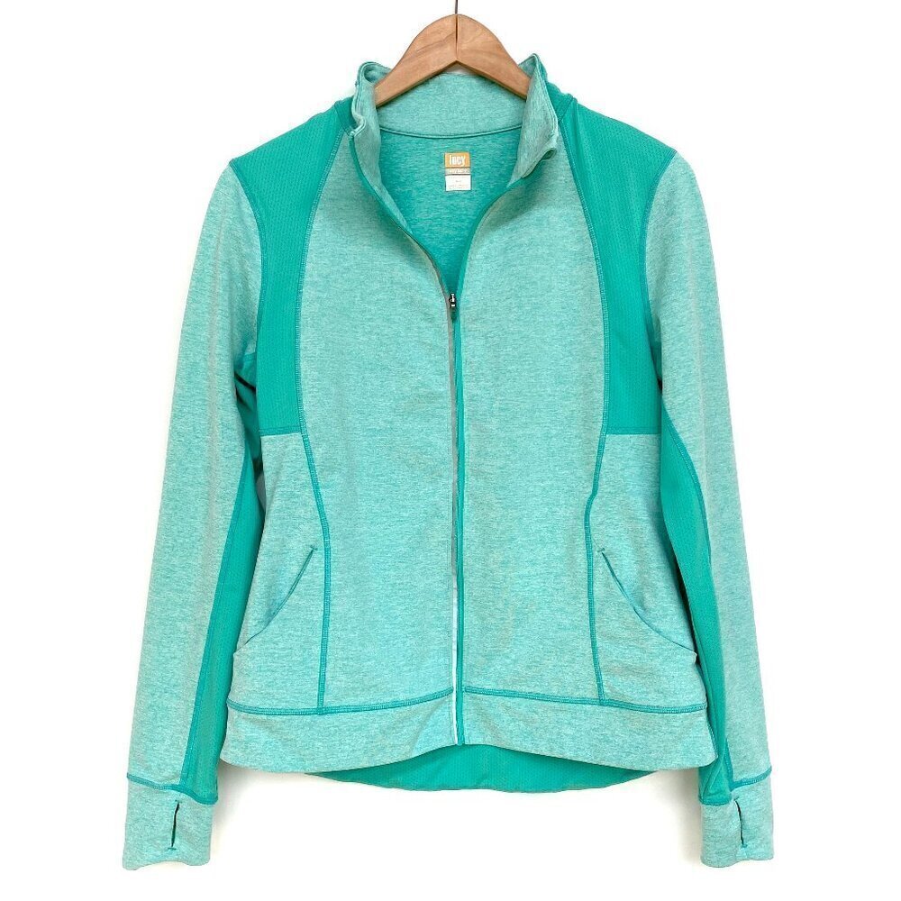 Lucy Aqua Green Heathered Full Zip Training Jacket M - Picture 2 of 11